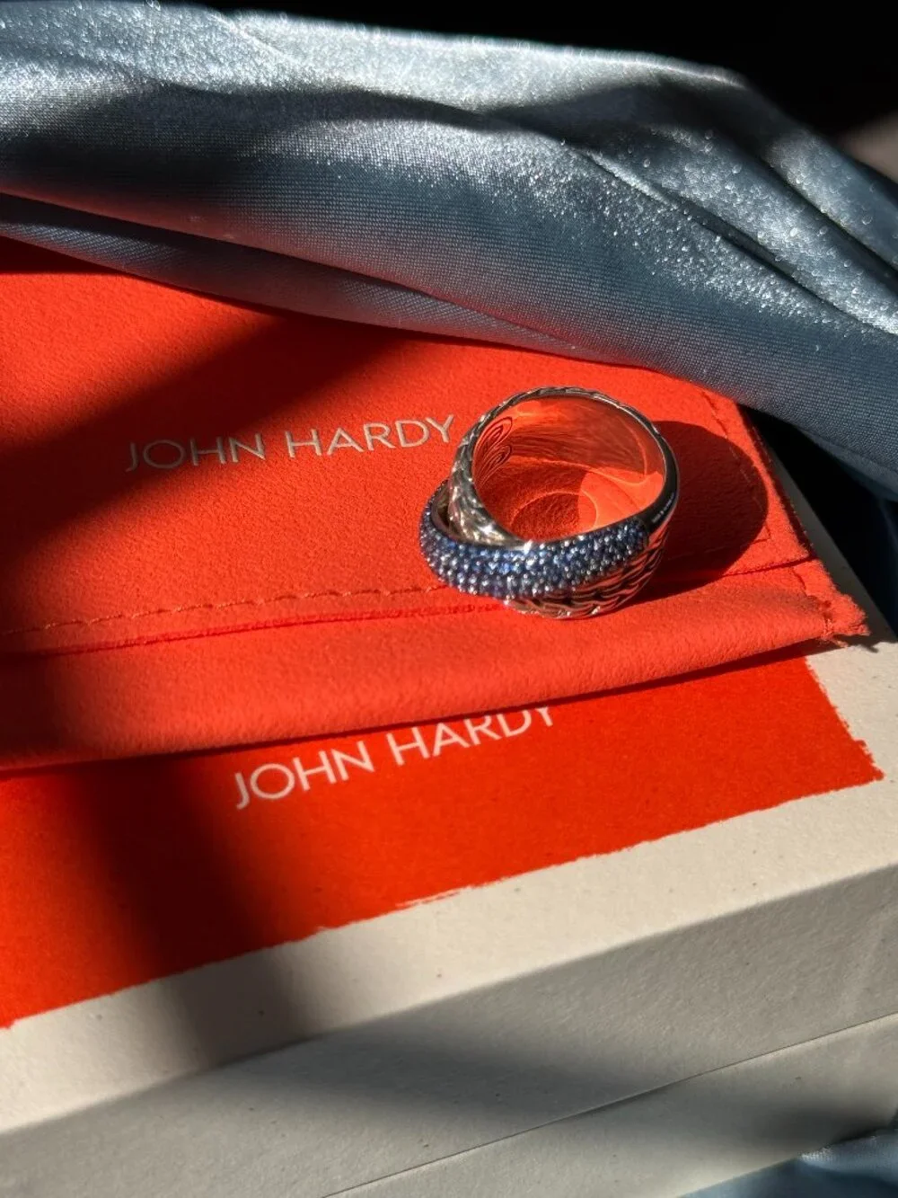 JH Essential Pavé Crossover Ring, Sterling Silver, Gemstones